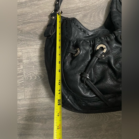 B.Makowski Black Pebble Leather Large Hobo Shoulder Purse Bag Silver Hardware - Picture 14 of 16